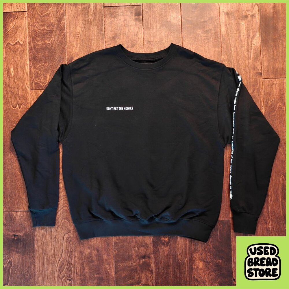 Rare Don't Eat the Homies Sweatshirt Vegan Streetwear XL Black Embroidered Logo - Picture 2 of 6